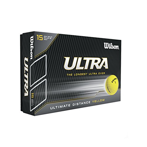 Wilson Ultra, 2-Piece Golfbälle für mehr Länge, 15er-Pack, Weiche Ionomerhülle , Ultra , Gelb