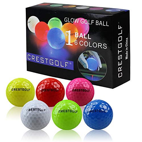 Kofull LED Golfbälle bunt golfbälle Leuchtend Golf trainingsbälle für Nachttraining, leuchtende Golfbälle für Distanztraining, 6 Stück, (pink/blau/rot/grün/weiß/Gelb)
