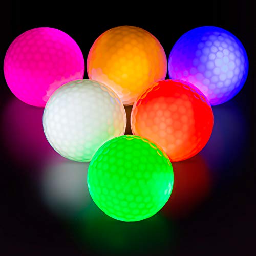 THIODOON LED golfbälle bunt Light Up Golfbälle Nacht Golfball leuchtet im Dunkeln leuchtende golfbälle Perfekt für Nacht-Training und Golf-Langstreckenschüsse golfbälle pink rot blau grün Gelb weiß