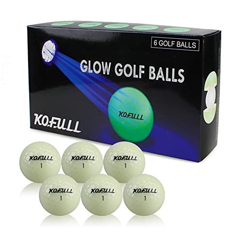 Kofull Leuchtende Golfbälle, fluoreszierend, automatische Lichtaufnahme, dunkle Bälle (6 Golfbälle)
